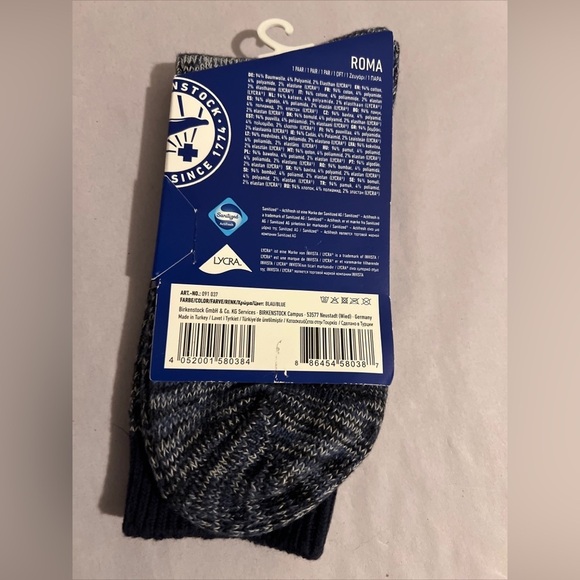 BIRKENSTOCK ROMA Sz US 8-11 EU 39-42 Blue Heather Pair 94% Cotton Women's Socks - Picture 2 of 7